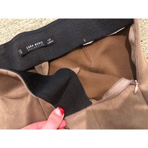 Zara Pants - Tan Suede Zara leggings with zipper detail Zara Pants - Tan Suede Zara leggings with zipper detail